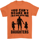 Dad With Two Daughters Funny Fathers Day Mens T-Shirt Cotton Gildan Orange