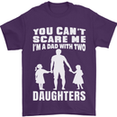 Dad With Two Daughters Funny Fathers Day Mens T-Shirt Cotton Gildan Purple