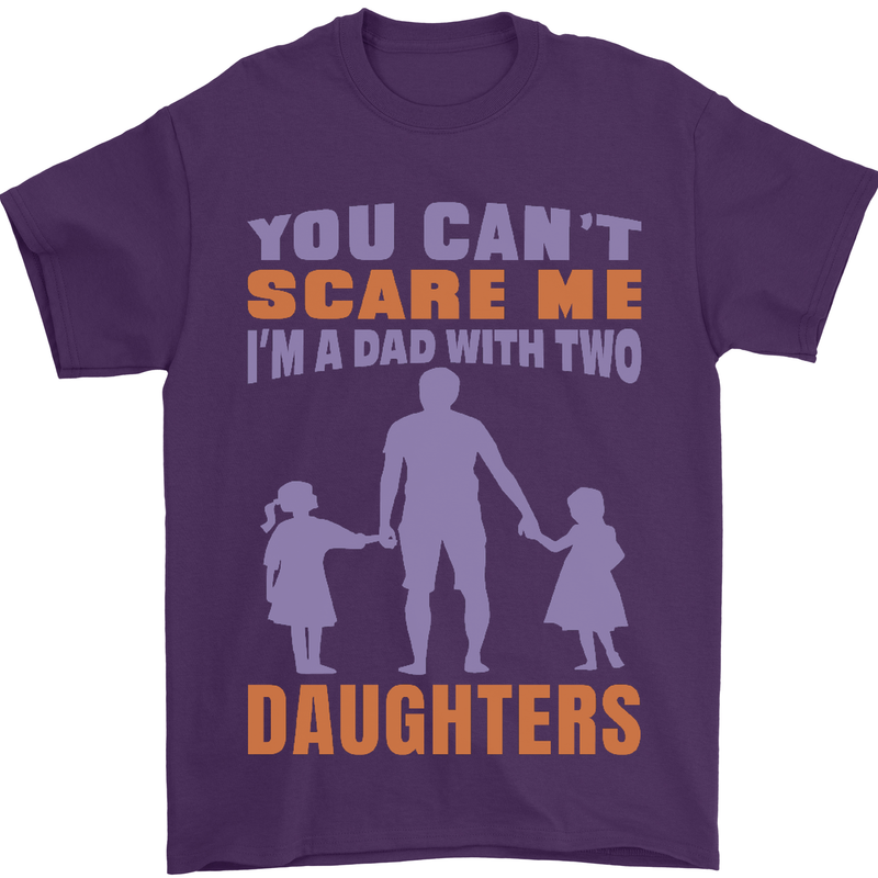 Dad With Two Daughters Funny Fathers Day Mens T-Shirt Cotton Gildan Purple