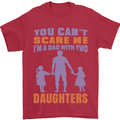 Dad With Two Daughters Funny Fathers Day Mens T-Shirt Cotton Gildan Red