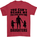 Dad With Two Daughters Funny Fathers Day Mens T-Shirt Cotton Gildan Red