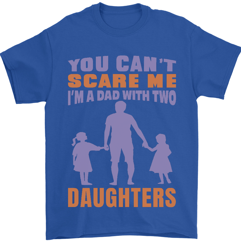 Dad With Two Daughters Funny Fathers Day Mens T-Shirt Cotton Gildan Royal Blue