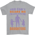 Dad With Two Daughters Funny Fathers Day Mens T-Shirt Cotton Gildan Sports Grey