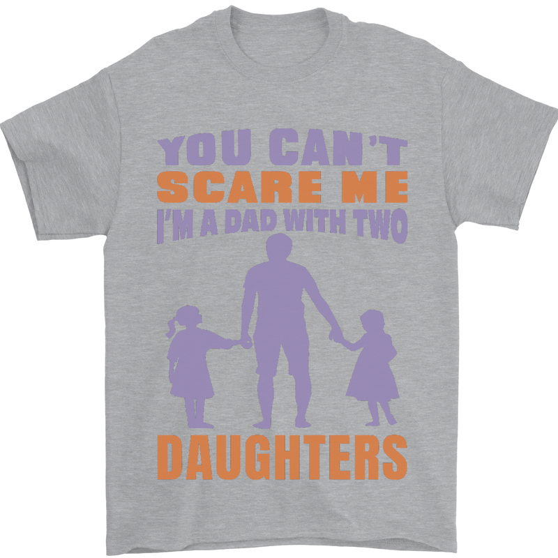 Dad With Two Daughters Funny Fathers Day Mens T-Shirt Cotton Gildan Sports Grey