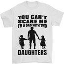 Dad With Two Daughters Funny Fathers Day Mens T-Shirt Cotton Gildan White