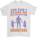 Dad With Two Daughters Funny Fathers Day Mens T-Shirt Cotton Gildan White