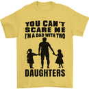 Dad With Two Daughters Funny Fathers Day Mens T-Shirt Cotton Gildan Yellow