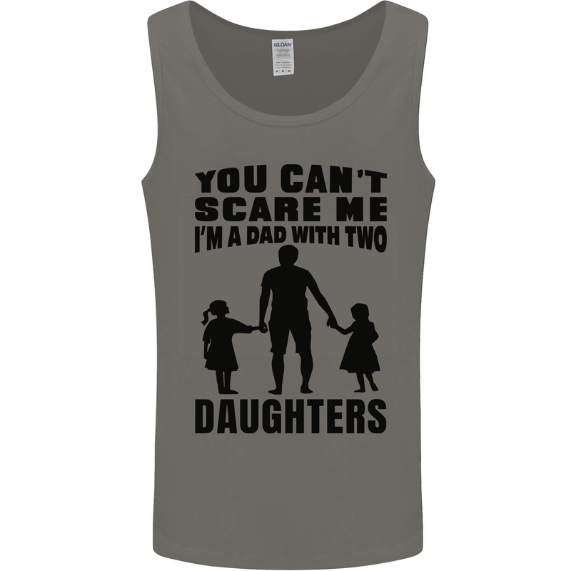 Dad With Two Daughters Funny Fathers Day Mens Vest Tank Top Charcoal