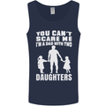Dad With Two Daughters Funny Fathers Day Mens Vest Tank Top Navy Blue