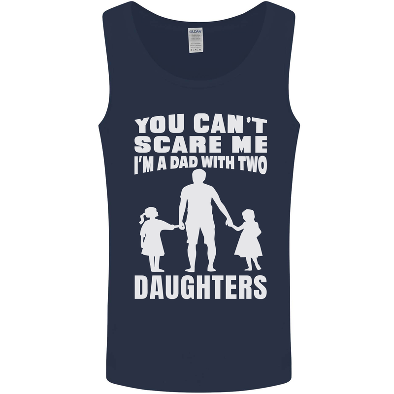 Dad With Two Daughters Funny Fathers Day Mens Vest Tank Top Navy Blue