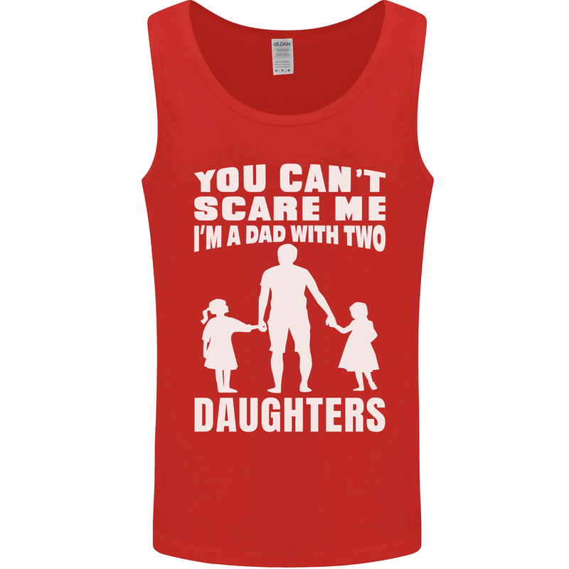 Dad With Two Daughters Funny Fathers Day Mens Vest Tank Top Red
