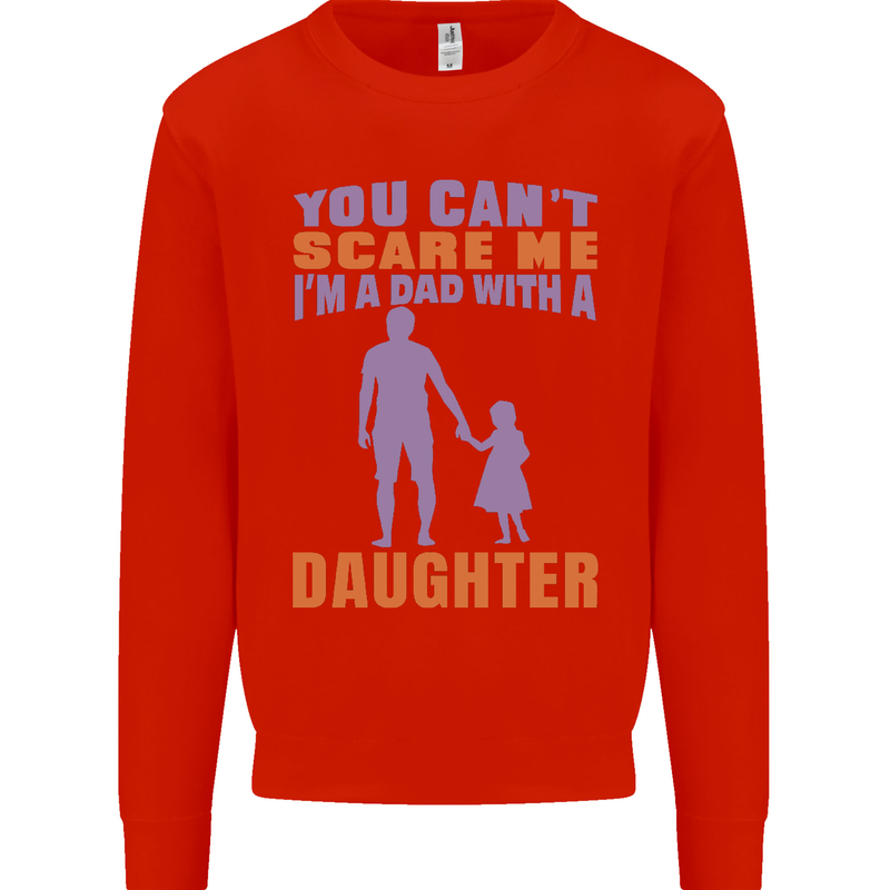 Dad With a Daughter Funny Fathers Day Mens Sweatshirt Jumper Bright Red