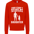 Dad With a Daughter Funny Fathers Day Mens Sweatshirt Jumper Bright Red