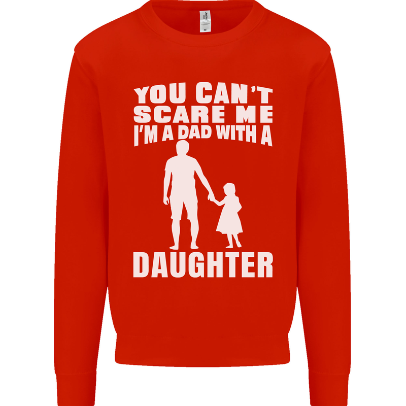 Dad With a Daughter Funny Fathers Day Mens Sweatshirt Jumper Bright Red
