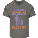 Dad With a Daughter Funny Fathers Day Mens V-Neck Cotton T-Shirt Charcoal