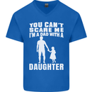 Dad With a Daughter Funny Fathers Day Mens V-Neck Cotton T-Shirt Royal Blue