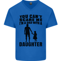 Dad With a Daughter Funny Fathers Day Mens V-Neck Cotton T-Shirt Royal Blue