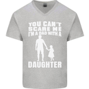 Dad With a Daughter Funny Fathers Day Mens V-Neck Cotton T-Shirt Sports Grey