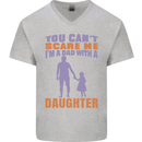 Dad With a Daughter Funny Fathers Day Mens V-Neck Cotton T-Shirt Sports Grey