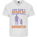 Dad With a Daughter Funny Fathers Day Mens V-Neck Cotton T-Shirt White