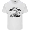 Dad & Daughters Best Friends Father's Day Mens V-Neck Cotton T-Shirt White