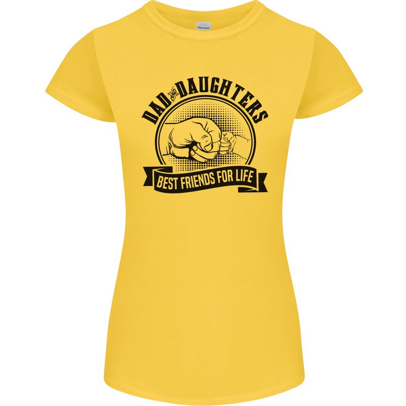Dad & Daughters Best Friends Father's Day Womens Petite Cut T-Shirt Yellow