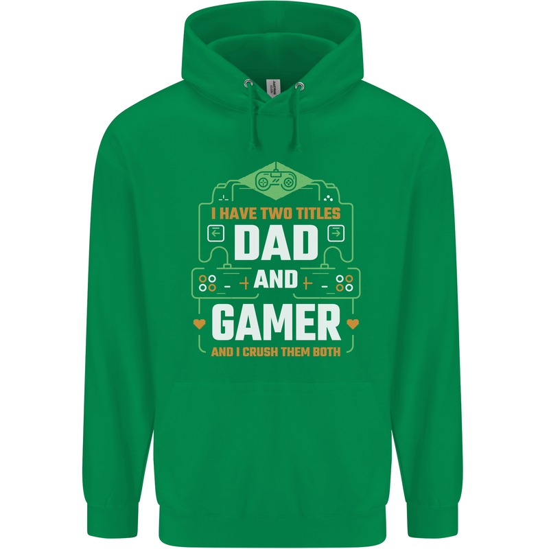 Dad & Gamer Funny Fathers Day Gaming Childrens Kids Hoodie Irish Green