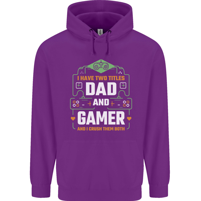 Dad & Gamer Funny Fathers Day Gaming Childrens Kids Hoodie Purple