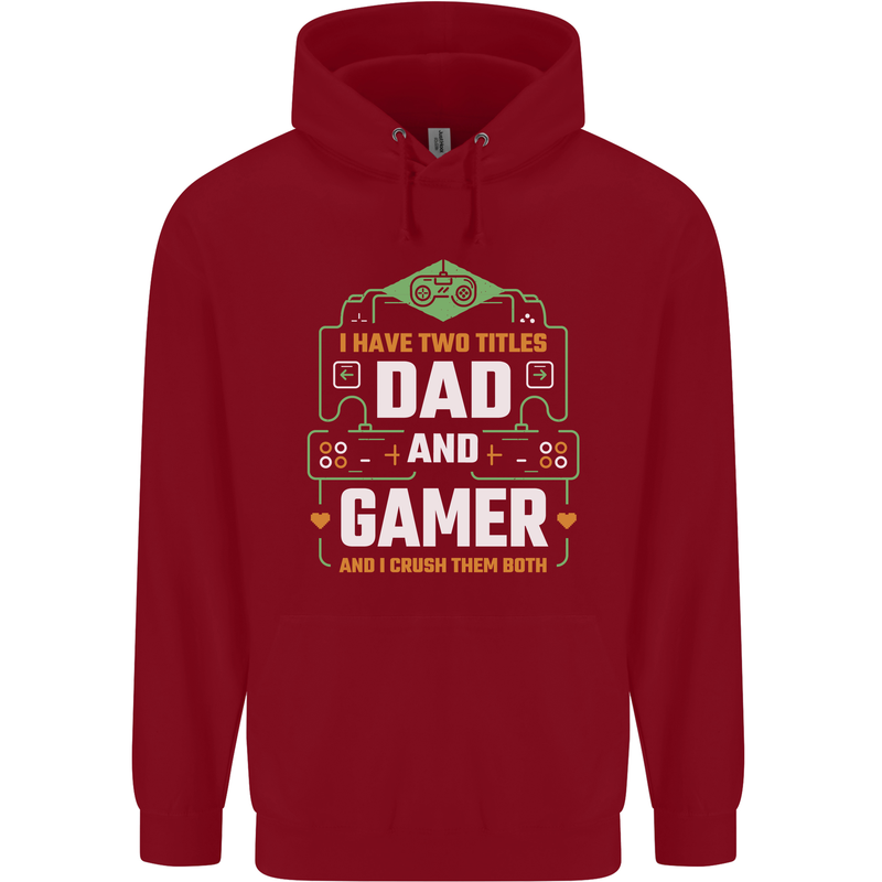 Dad & Gamer Funny Fathers Day Gaming Childrens Kids Hoodie Red