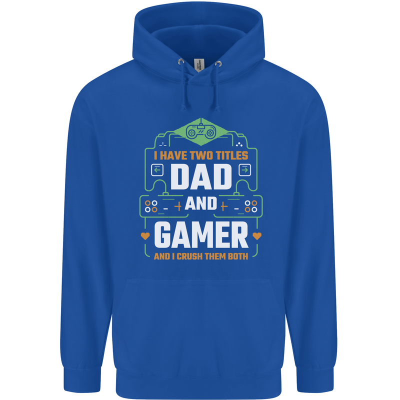 Dad & Gamer Funny Fathers Day Gaming Childrens Kids Hoodie Royal Blue