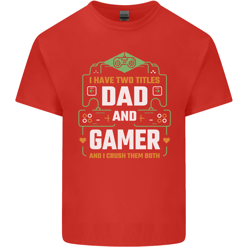 Dad & Gamer Funny Fathers Day Gaming Kids T-Shirt Childrens Red