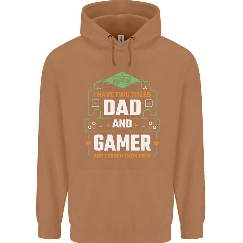 Dad & Gamer Funny Fathers Day Gaming Mens 80% Cotton Hoodie Caramel Latte