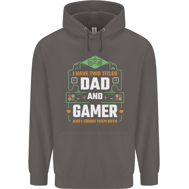 Dad & Gamer Funny Fathers Day Gaming Mens 80% Cotton Hoodie Charcoal