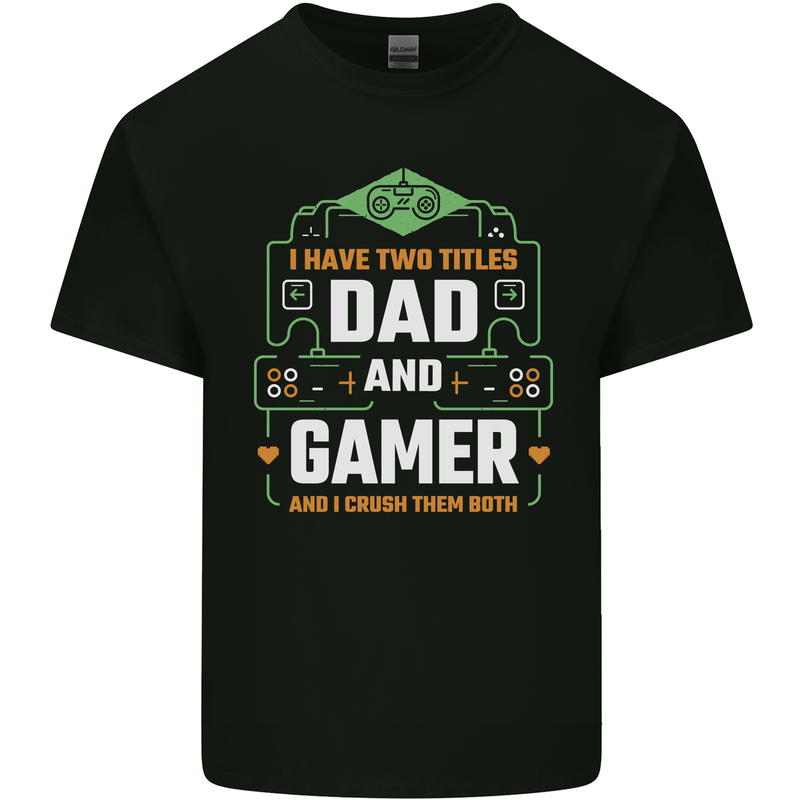 Dad & Gamer Funny Fathers Day Gaming Mens Cotton T-Shirt Tee Top Black