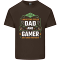 Dad & Gamer Funny Fathers Day Gaming Mens Cotton T-Shirt Tee Top Dark Chocolate