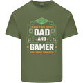 Dad & Gamer Funny Fathers Day Gaming Mens Cotton T-Shirt Tee Top Military Green