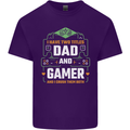 Dad & Gamer Funny Fathers Day Gaming Mens Cotton T-Shirt Tee Top Purple