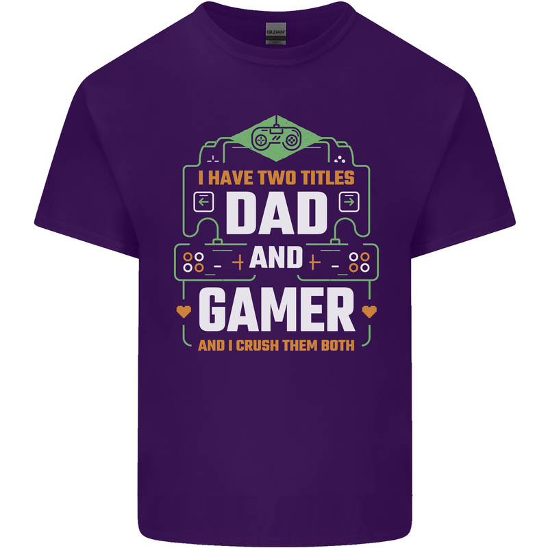 Dad & Gamer Funny Fathers Day Gaming Mens Cotton T-Shirt Tee Top Purple