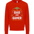 Dad & Gamer Funny Fathers Day Gaming Mens Sweatshirt Jumper Bright Red