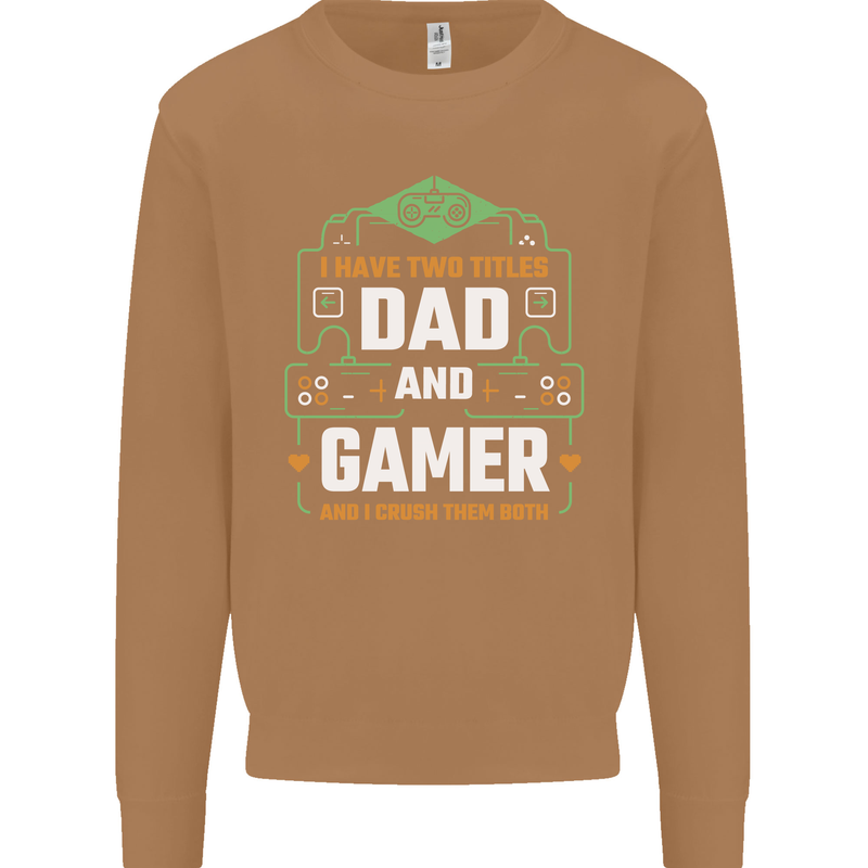 Dad & Gamer Funny Fathers Day Gaming Mens Sweatshirt Jumper Caramel Latte