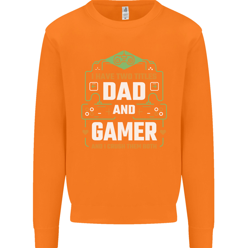 Dad & Gamer Funny Fathers Day Gaming Mens Sweatshirt Jumper Orange