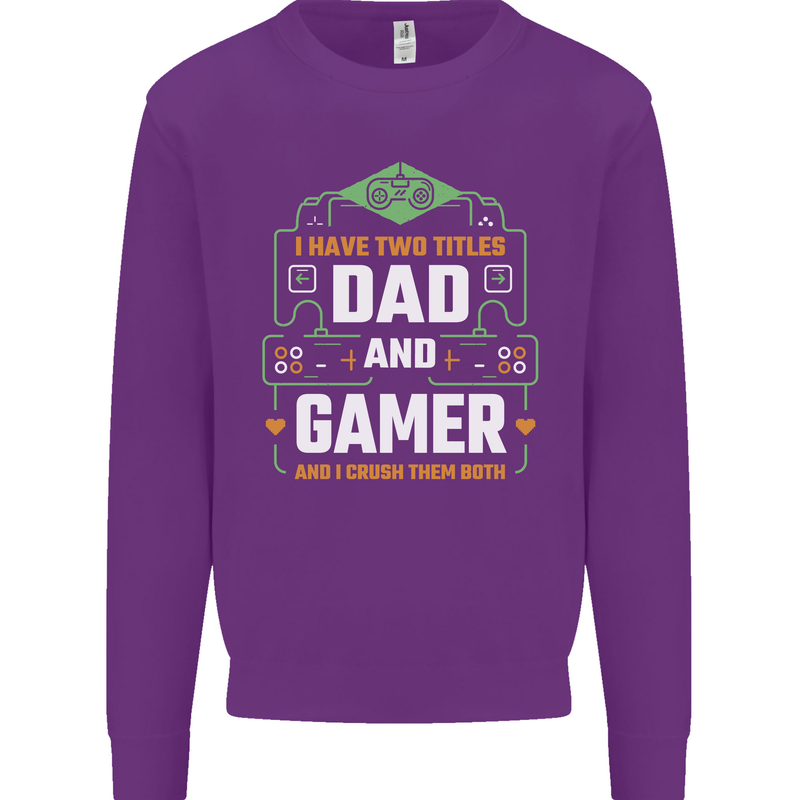 Dad & Gamer Funny Fathers Day Gaming Mens Sweatshirt Jumper Purple