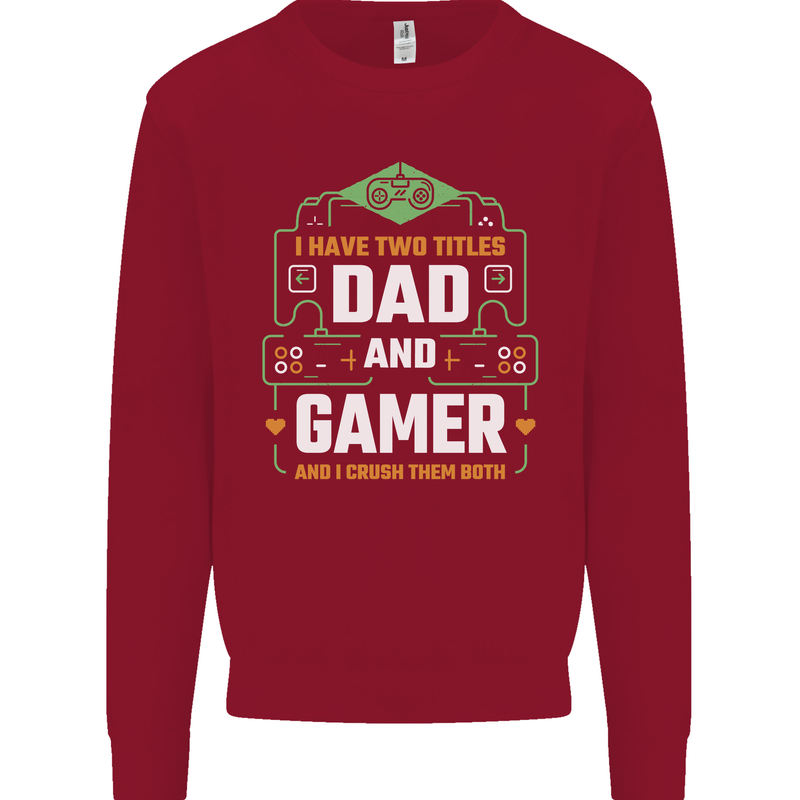 Dad & Gamer Funny Fathers Day Gaming Mens Sweatshirt Jumper Red