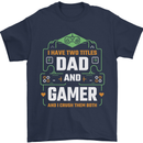 Dad & Gamer Funny Fathers Day Gaming Mens T-Shirt 100% Cotton Navy Blue