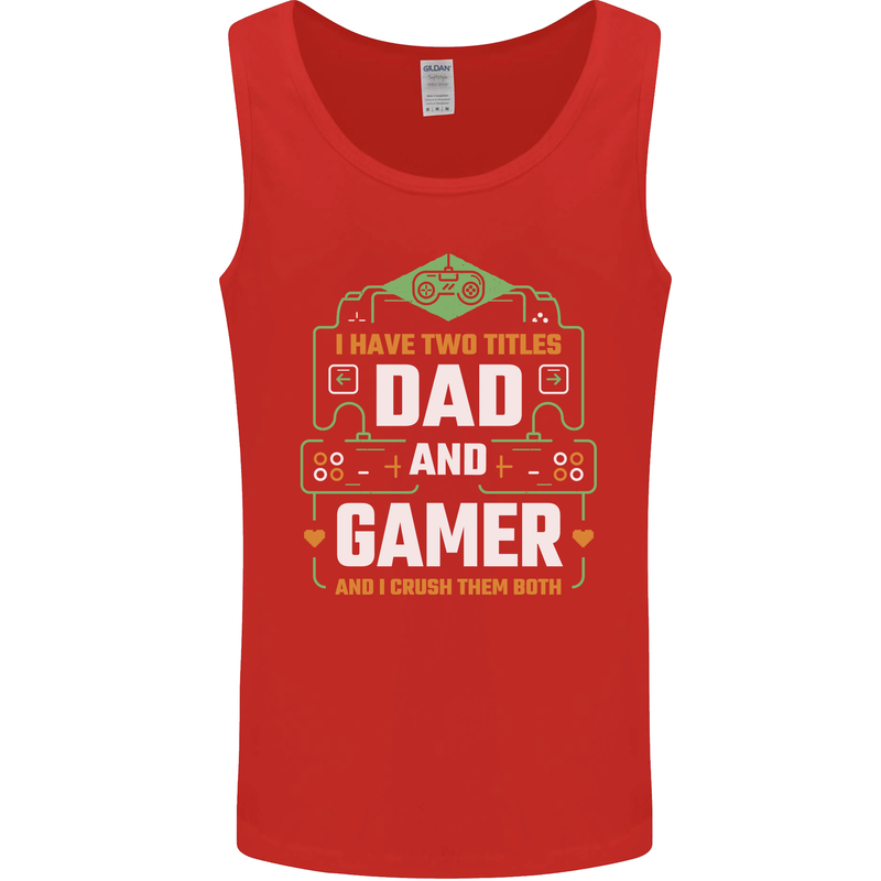 Dad & Gamer Funny Fathers Day Gaming Mens Vest Tank Top Red