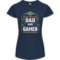 Dad & Gamer Funny Fathers Day Gaming Womens Petite Cut T-Shirt Navy Blue