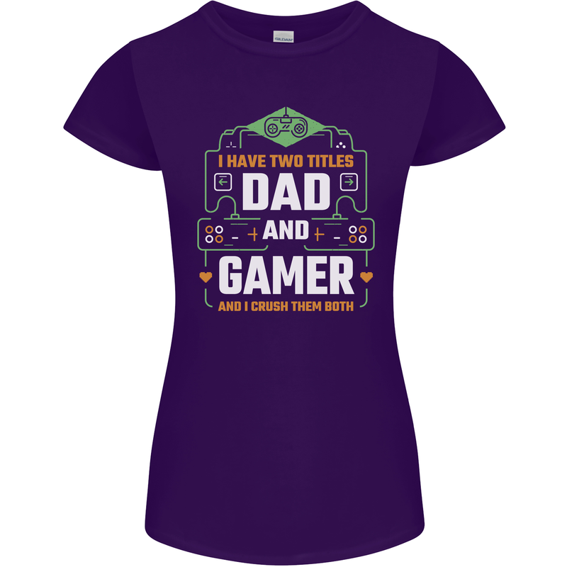 Dad & Gamer Funny Fathers Day Gaming Womens Petite Cut T-Shirt Purple