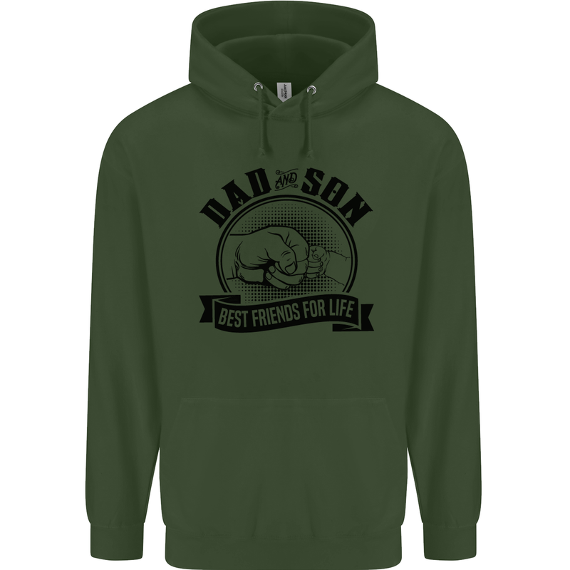 Dad & Son Best Friends Father's Day Childrens Kids Hoodie Forest Green