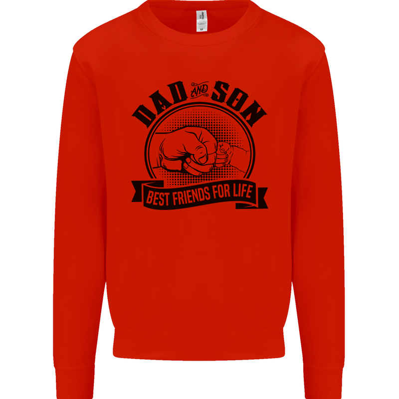 Dad & Son Best Friends Father's Day Mens Sweatshirt Jumper Bright Red