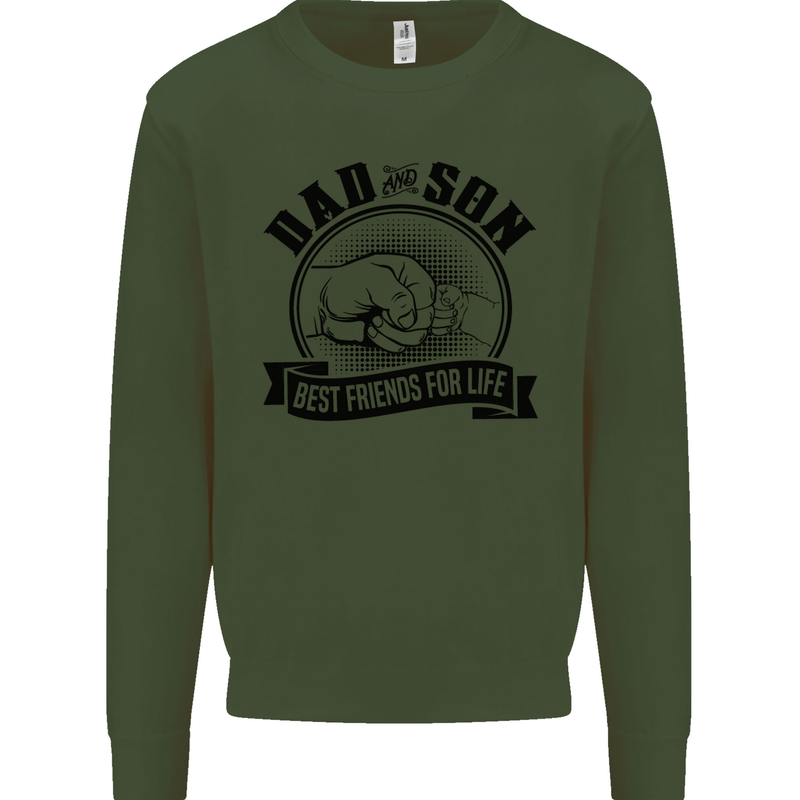 Dad & Son Best Friends Father's Day Mens Sweatshirt Jumper Forest Green